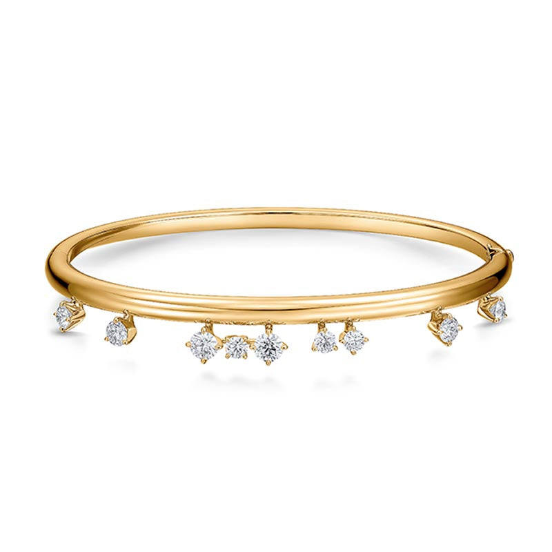 Hearts on Fire Barre Yellow Gold Floating Diamond Bangle