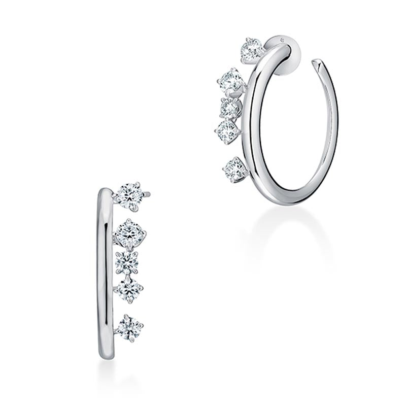 Hearts on Fire Barre White Gold Small Floating Diamond Hoops