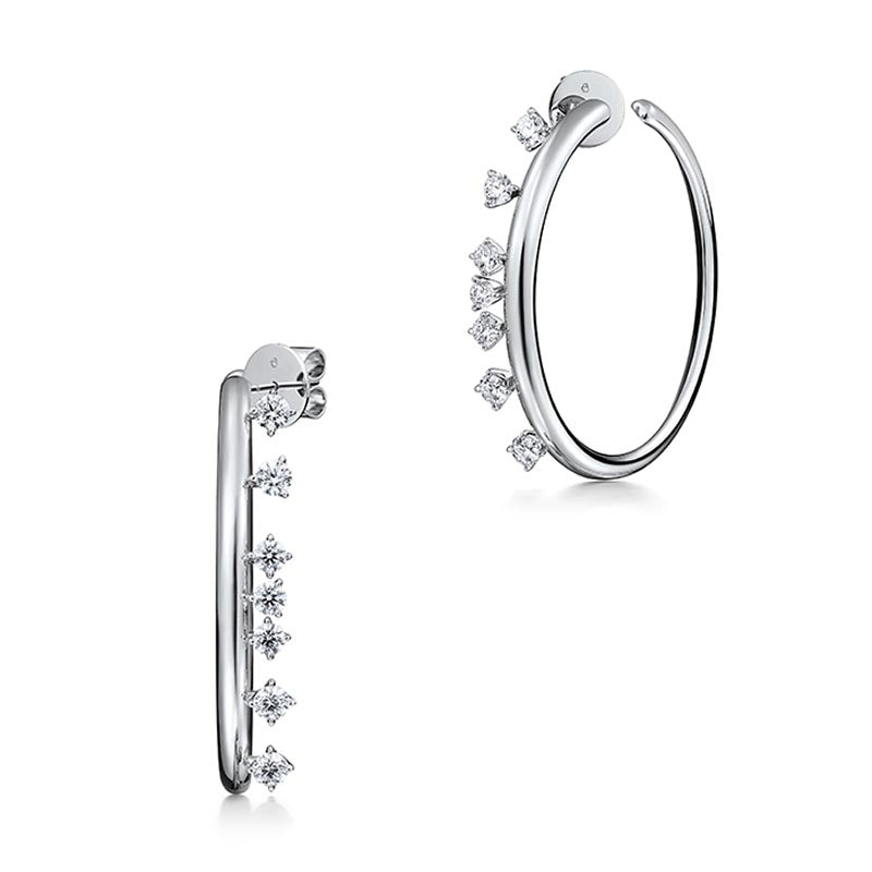 Hearts on Fire Barre White Gold Medium Floating Diamond Hoops