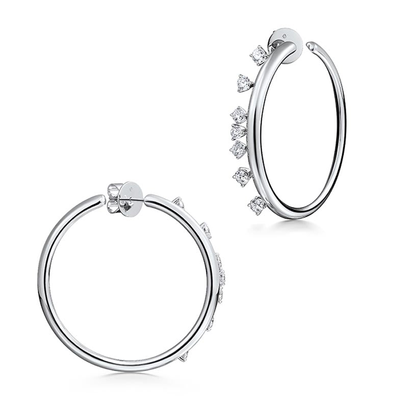 Hearts on Fire Barre White Gold Medium Floating Diamond Hoops