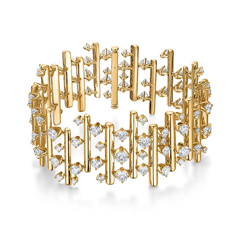 Hearts on Fire Barre Yellow Gold Multi-Row Large Bracelet