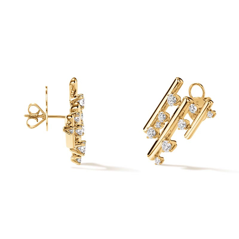 Hearts on Fire Barre Yellow Gold Multi-Row Climber Earrings