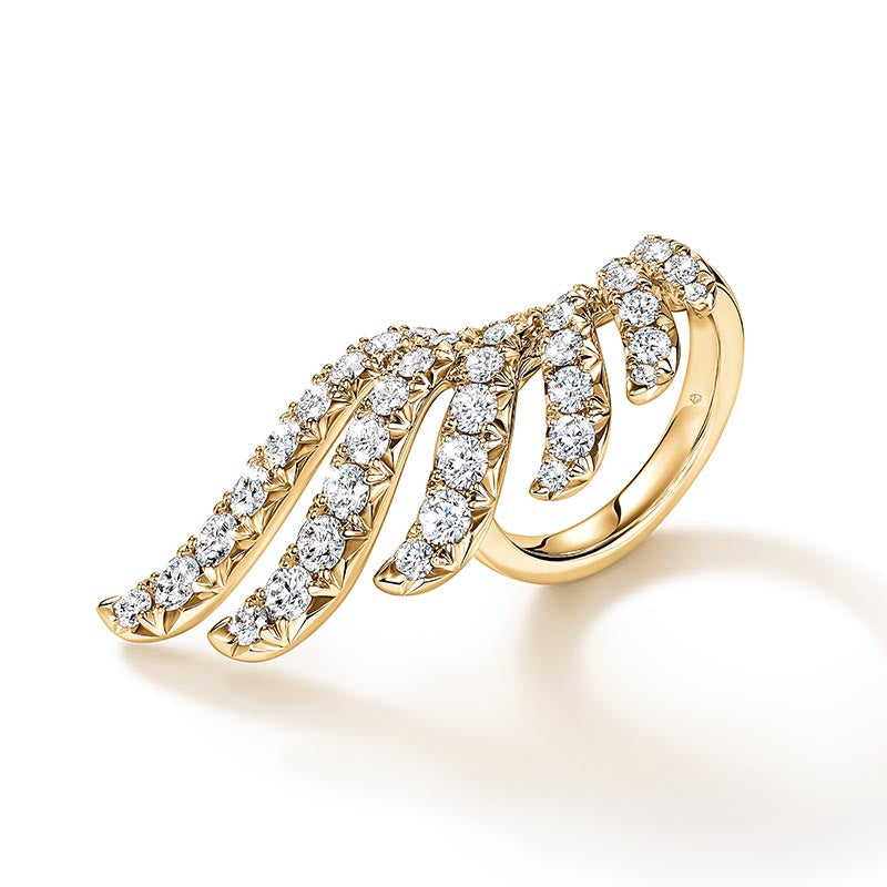 Hearts on Fire Vela Yellow Gold French Cut Pavé Diamond Wrap Ring