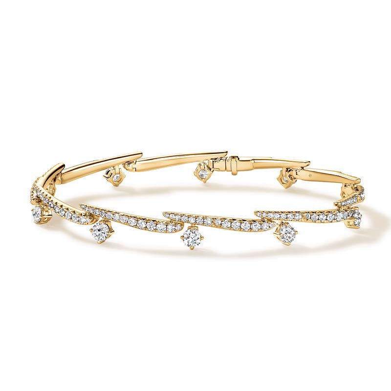 Hearts on Fire Vela Yellow Gold Crossover Pavé Diamond Bracelet