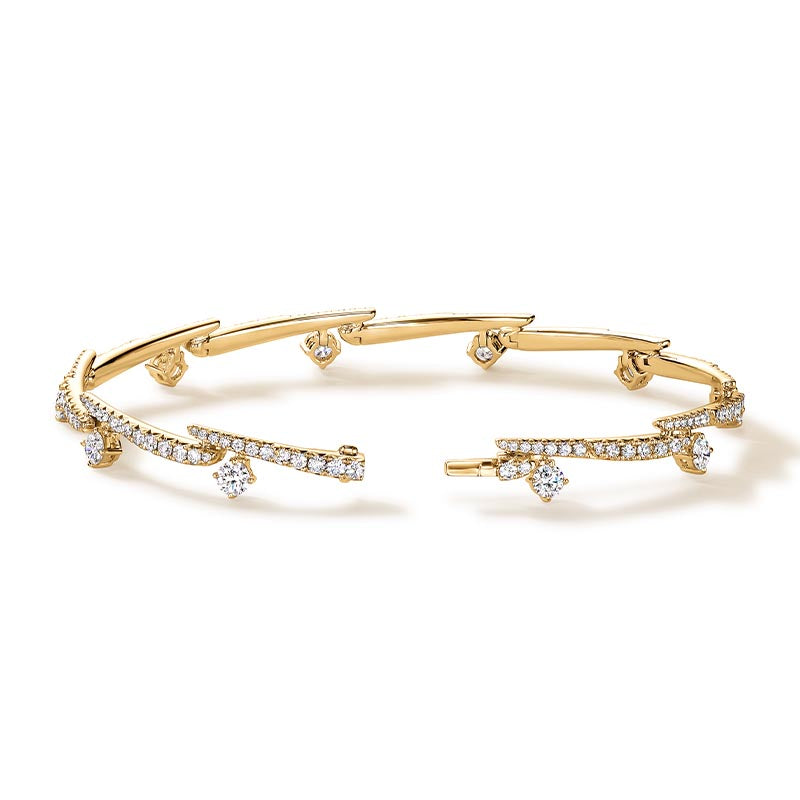 Hearts on Fire Vela Yellow Gold Crossover Pavé Diamond Bracelet