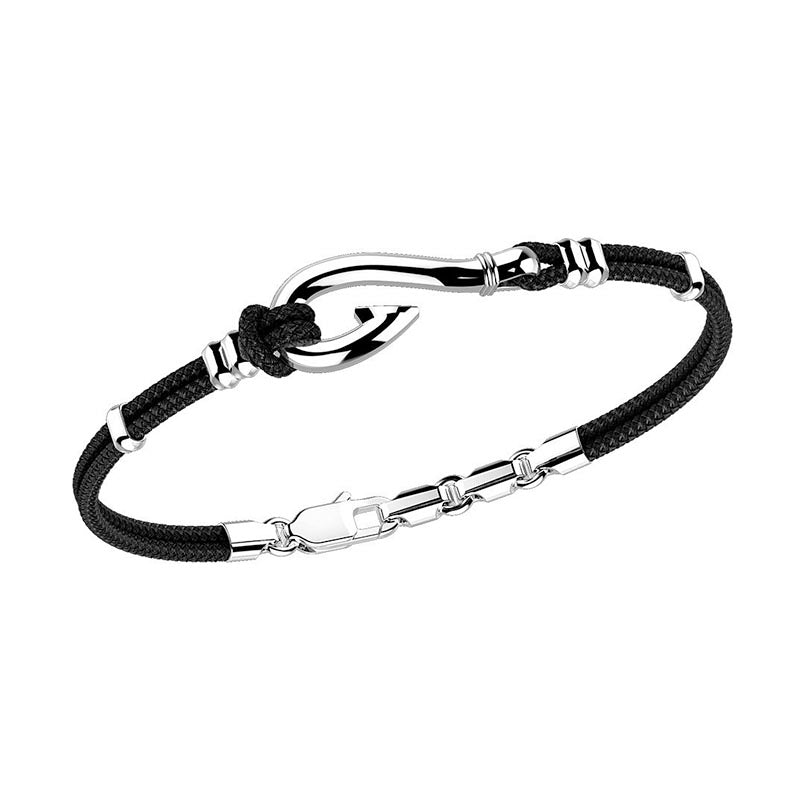 Zancan Regatta Black Kevlar & Sterling Silver Hook Bracelet