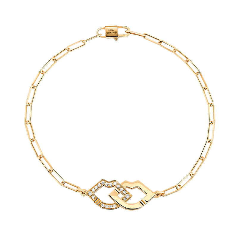 dihn van 2 Lips Yellow Gold Limited Edition Diamond Bracelet