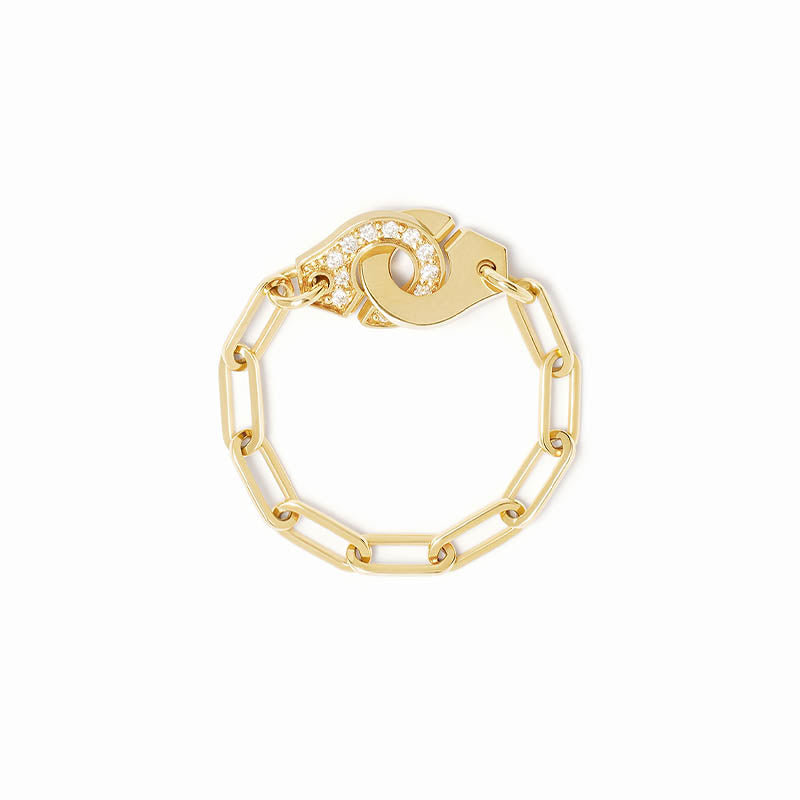 dihn van Menottes Yellow Gold Diamond Chain Ring