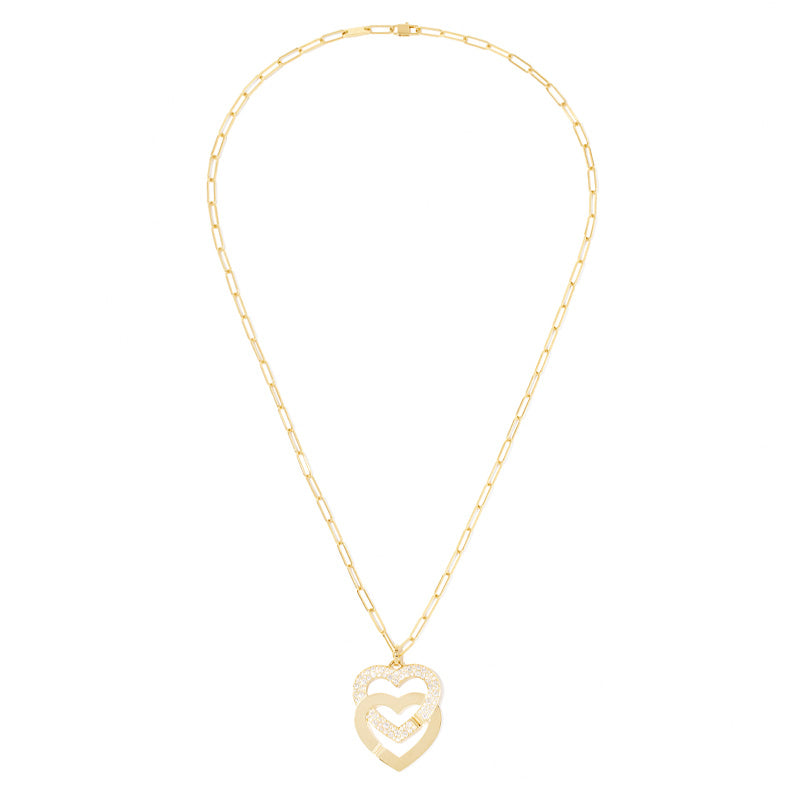 dinh van Double Coeurs R25 Yellow Gold Diamond Pendant