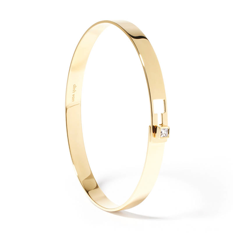 dinh van Square Serrure Yellow Gold Cube Diamond Bangle