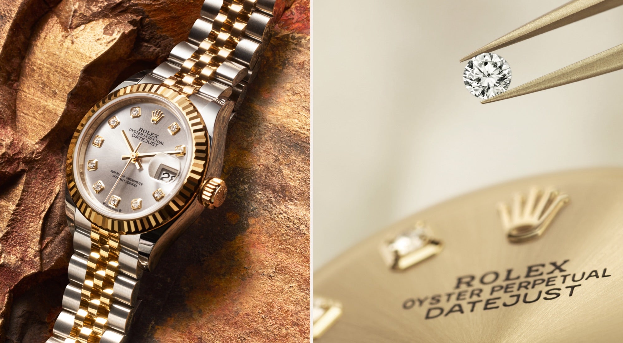 Rolex lady datejust m279173 0007 2111uf 002 96734 lady datejust m279173 0011 28mm ambiance pose diamants sur cadran flagship landscape