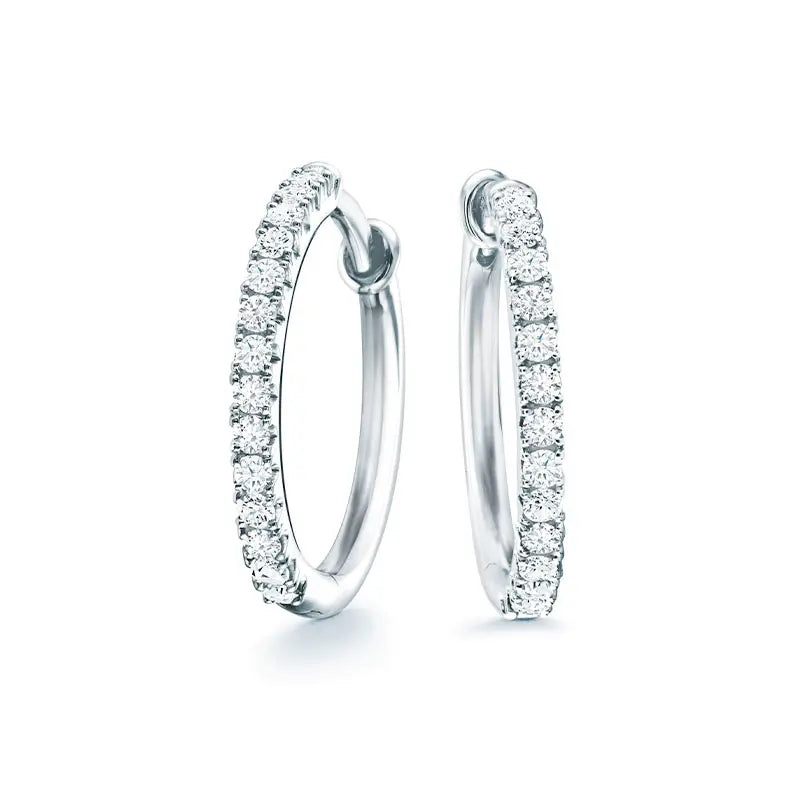 Birks Rosée du Matin White Gold Small Diamond Hoop Earrings