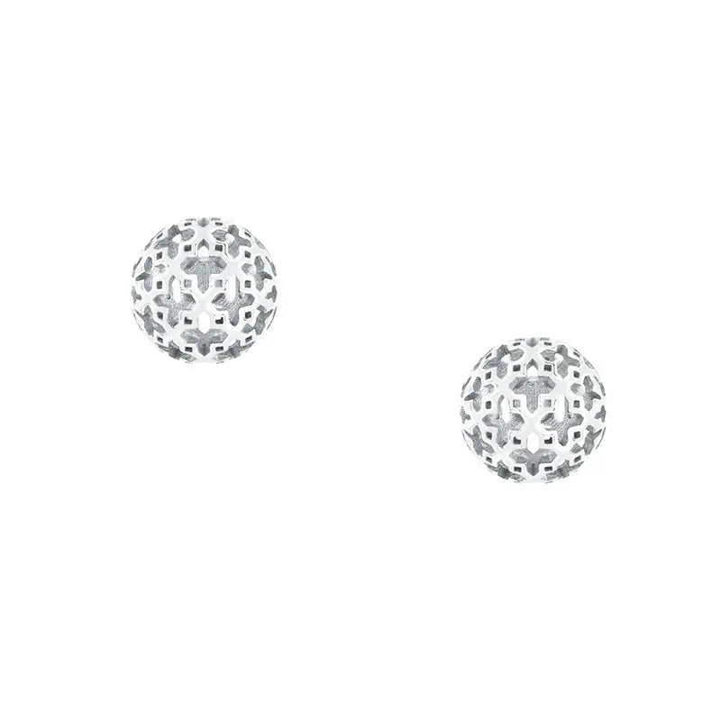 Birks Muse Sterling Silver Mesh Ball Earrings