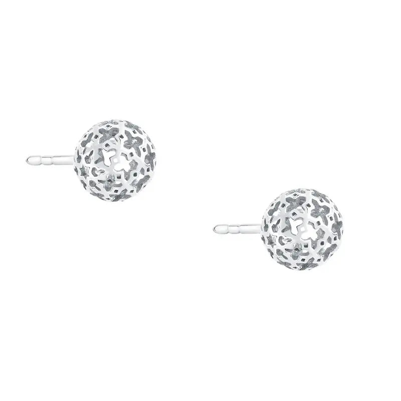 Birks Muse Sterling Silver Mesh Ball Earrings