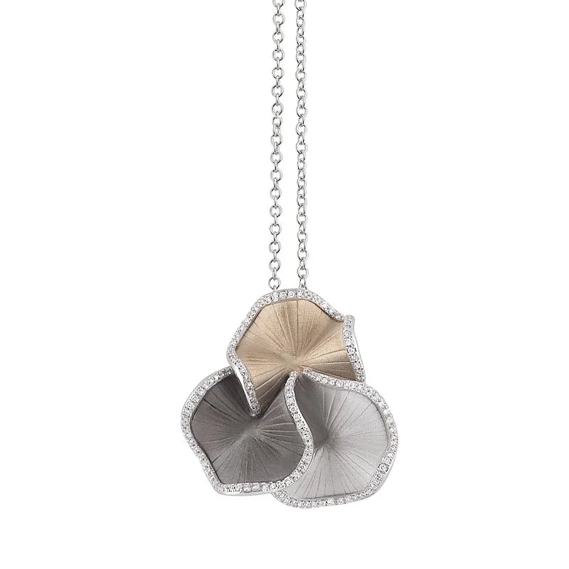 Annamaria Cammilli Ice White, Black Lava Rhodium & Natural Beige Goccia Diamond Pendant