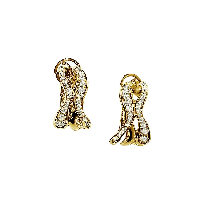 Antonini Yellow Gold Vulcano Diamond Hoop Earrings