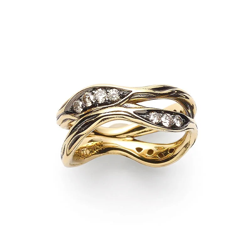 Antonini Yellow Gold Vulcano Diamond Ring