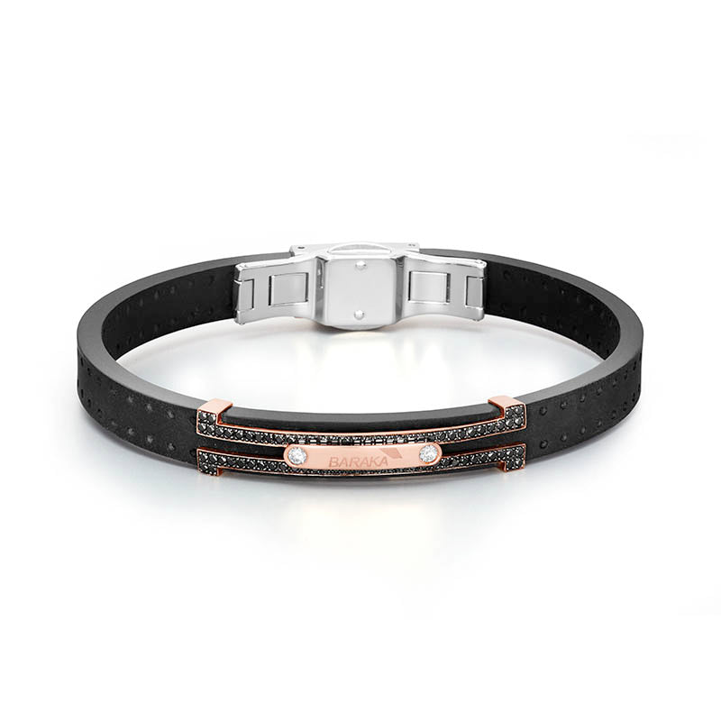 Bakarà Explore Rose Gold & Rubber Diamond Bracelet