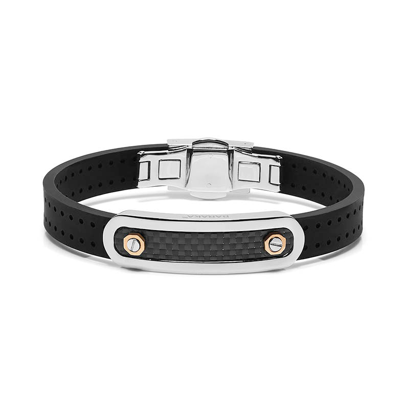 Barakà Carbon Fibre, Rose Gold & Rubber Bracelet