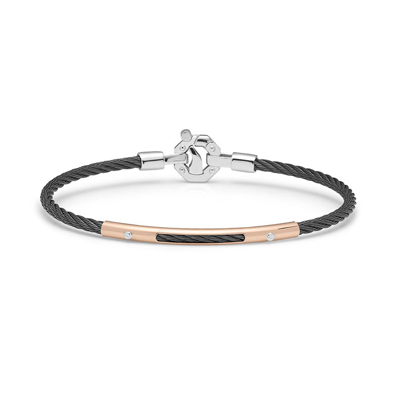 Barakà 316L Black PVD Steel & Rose Gold Bracelet