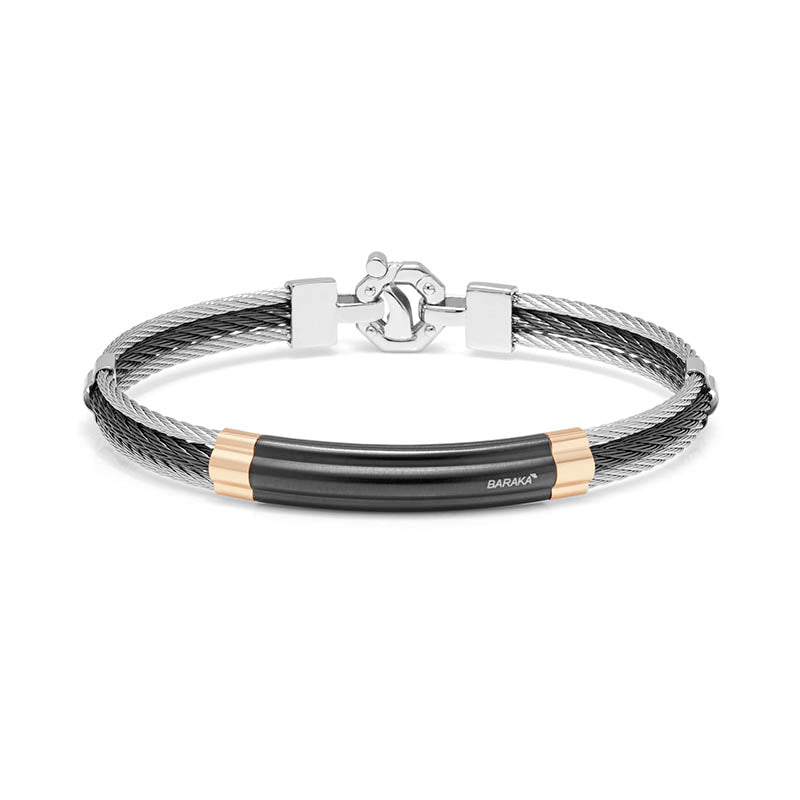 Barakà 316L Black PVD Steel & Rose Gold Bracelet