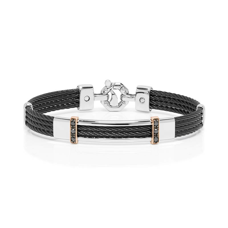 Barakà 316L Black PVD Steel & Rose Gold Diamond Bracelet