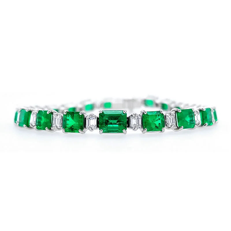 Bayco Magnificent Columbian Emerald & Diamond Line Bracelet