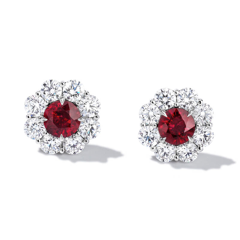 Bayco Modern Classic Ruby & Diamond Earrings