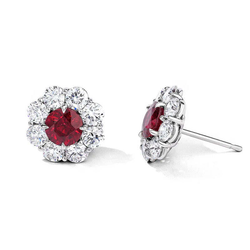 Bayco Modern Classic Ruby Diamond Earrings AMG4531O side