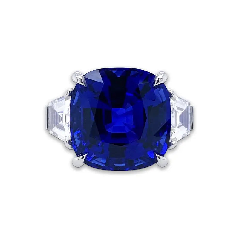 Bayco Magnificent Royal Blue Ceylon Sapphire & Diamond Ring