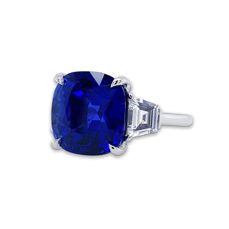 Bayco Magnificent Royal Blue Ceylon Sapphire & Diamond Ring