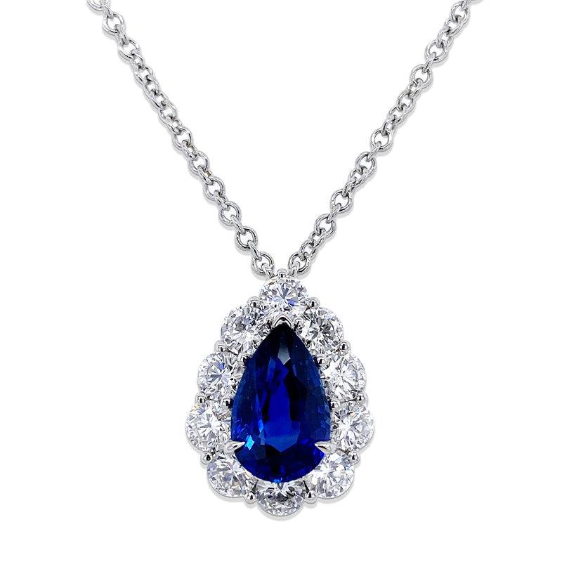 Bayco Magnificent Pear Sapphire & Diamond Pendant