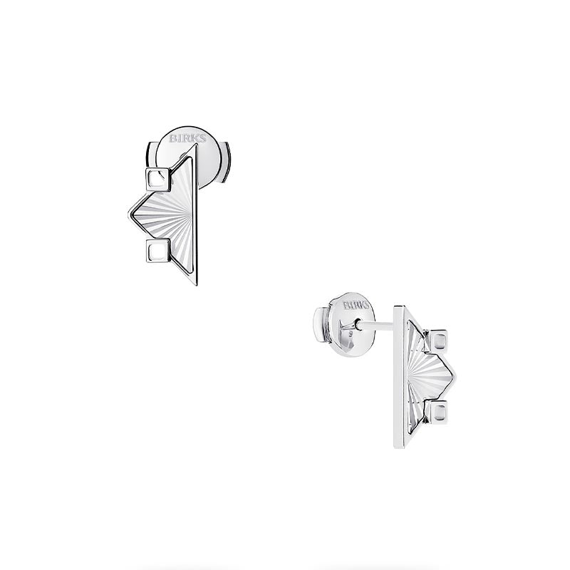 Birks Muse Guilloché Sterling Silver Symmetric  Earrings