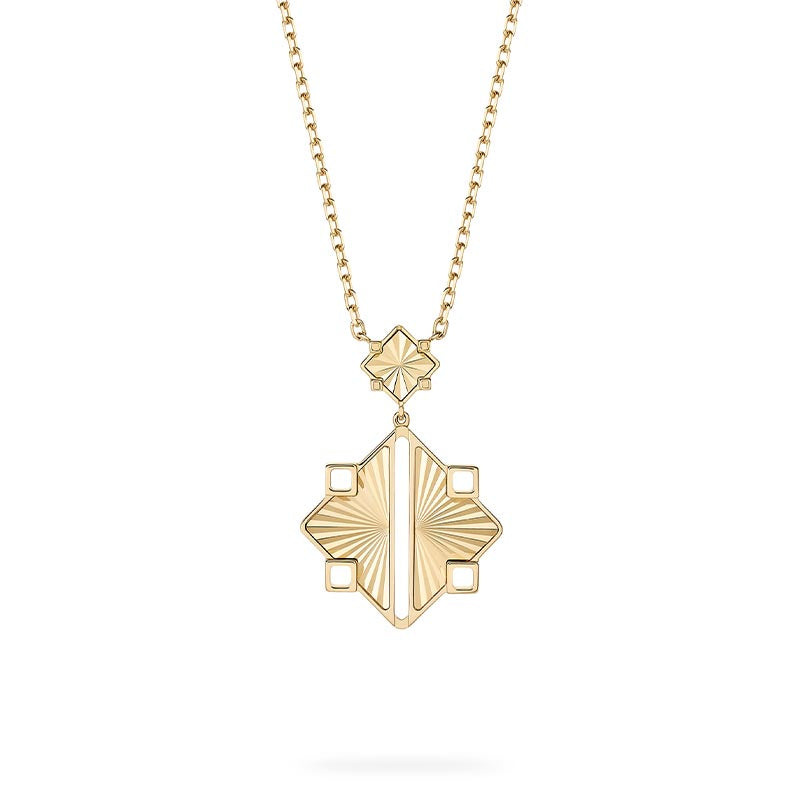 Birks Muse Guilloché Yellow Gold Drop Pendant