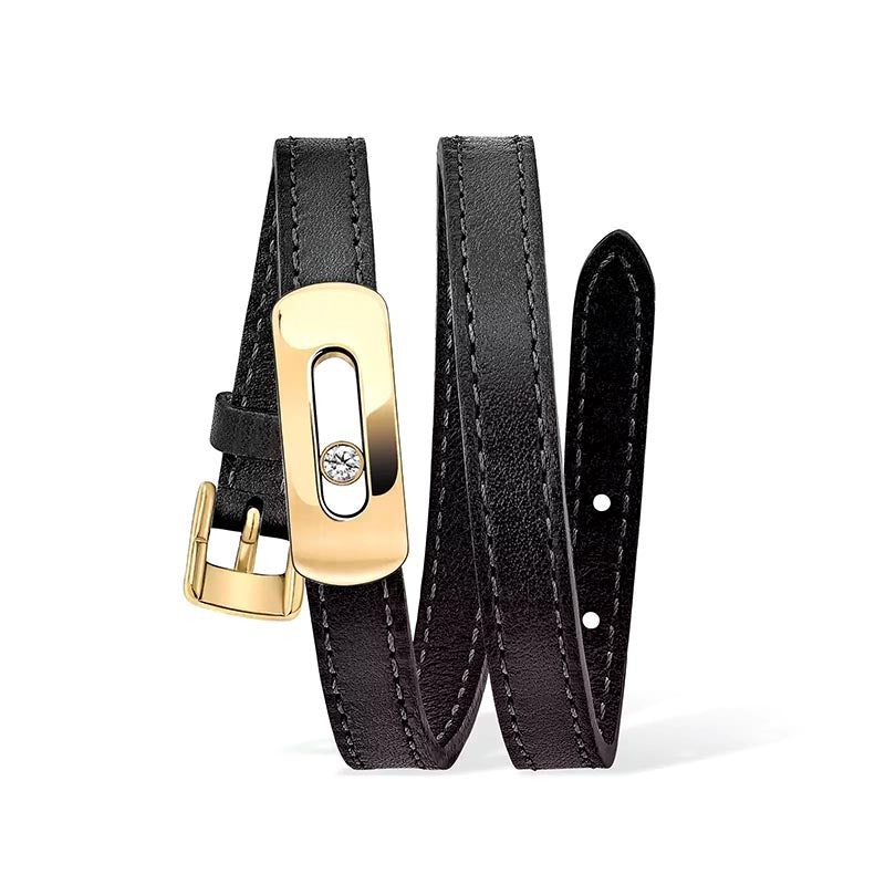 Messika My Move Black Leather Configurable Bracelet