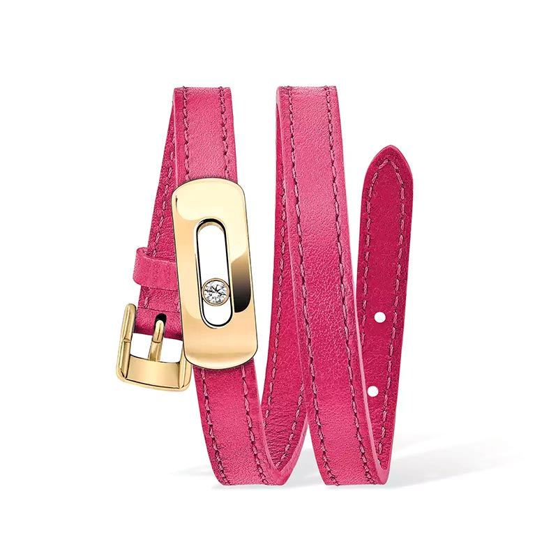 Messika My Move Pink Raspberry Leather Configurable Bracelet