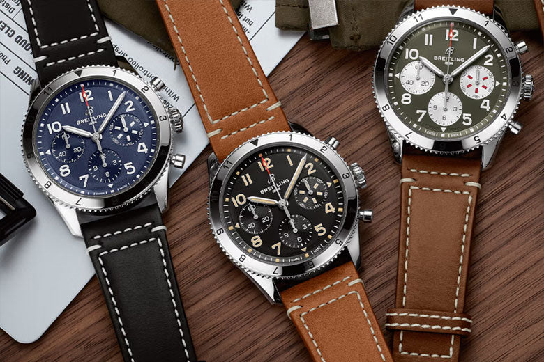 Brietling Leather Strap Watches Collection