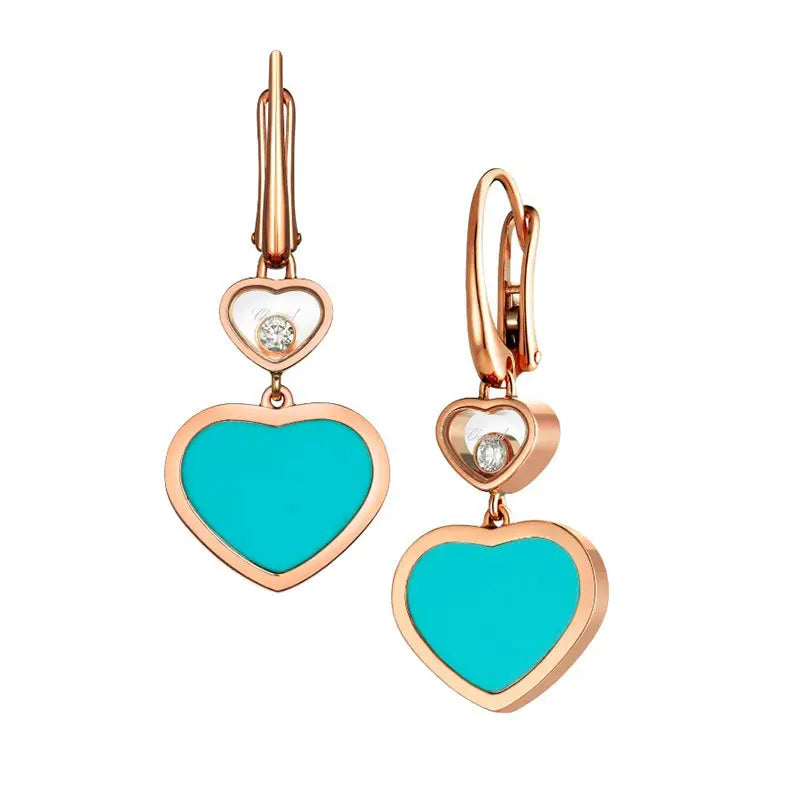 CHP01300 Chopard Happy Hearts Turquoise Rose Gold Earrings