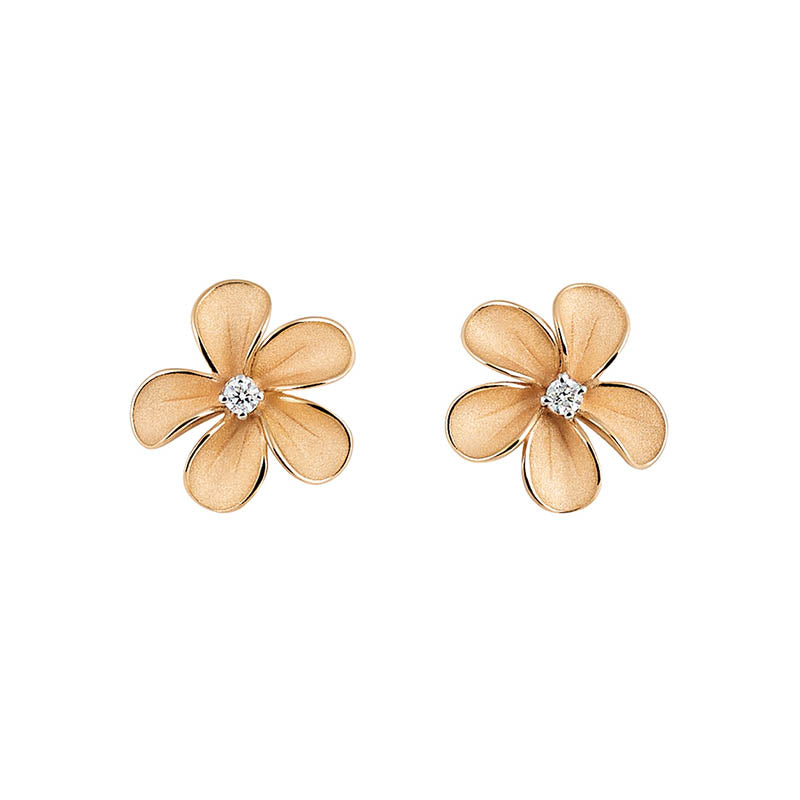 Cammilli Firenze Orange Apricot Cherry Bloom Diamond Earrings