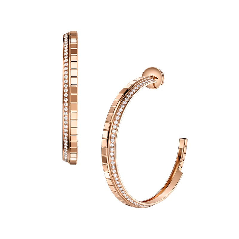 Chopard Rose Gold & Diamond Ice Cube Hoops Earrings