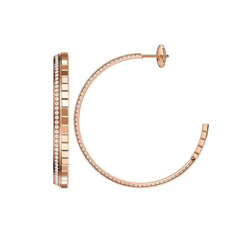 Chopard Rose Gold & Diamond Ice Cube Hoops Earrings