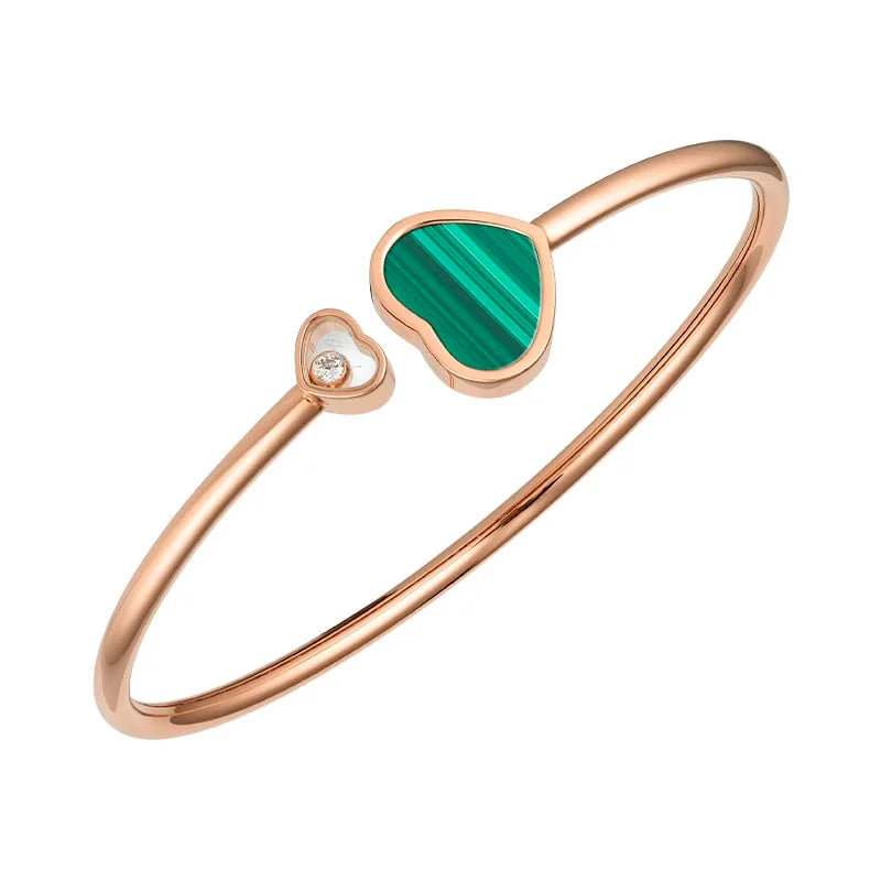 Chopard Rose Gold Happy Hearts Malachite & Diamond Bangle