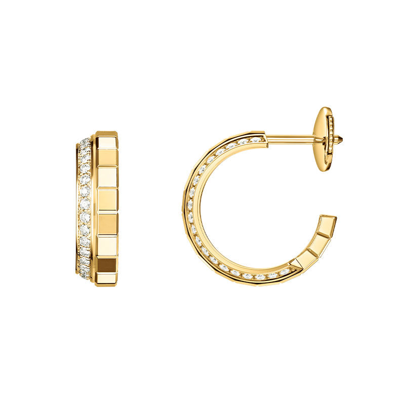 Chopard Yellow Gold & Diamond Ice Cube Mini Hoops Earrings