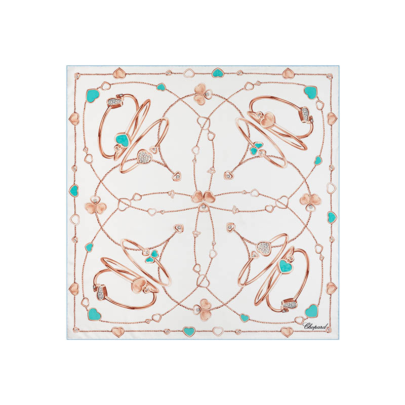 Chopard Happy Hearts White Organic Silk Twill Scarf