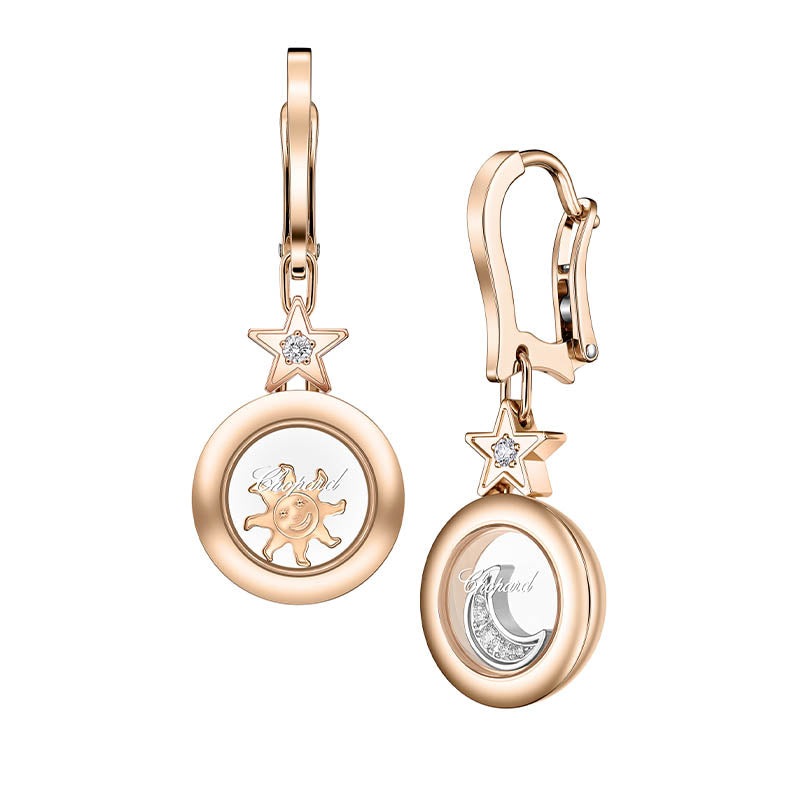 Chopard Rose Gold Happy Diamonds Sun, Moon & Stars Earrings