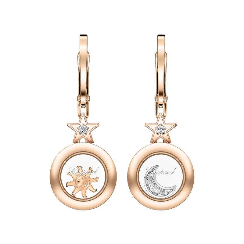 Chopard Rose Gold Happy Diamonds Sun, Moon & Stars Earrings