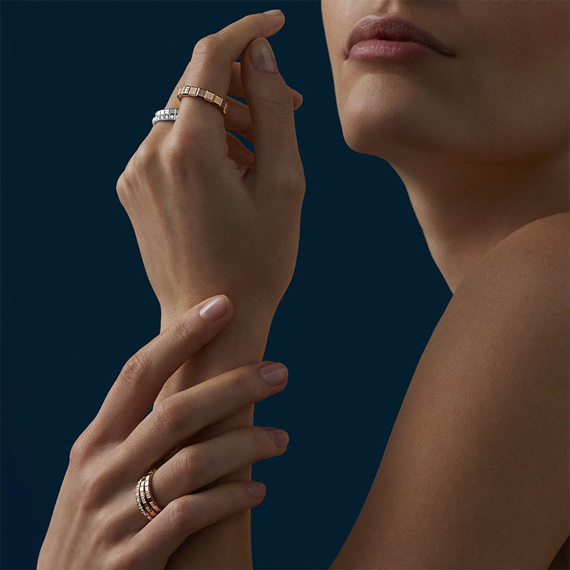 Chopard Rose Gold Ice Cube Diamond Full Eternity Ring