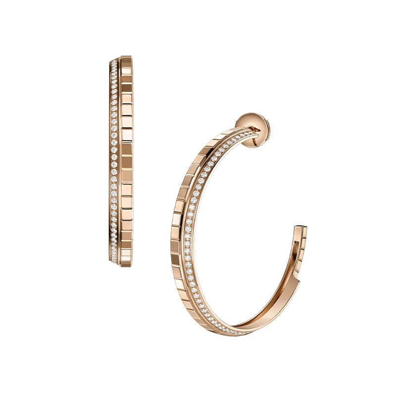 Chopard Rose Gold Ice Cube Diamond Hoop Earrings
