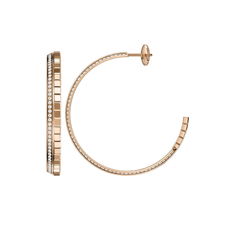 Chopard Rose Gold Ice Cube Diamond Hoop Earrings