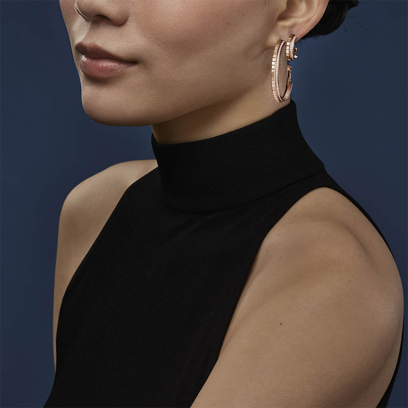 Chopard Rose Gold Ice Cube Diamond Hoop Earrings